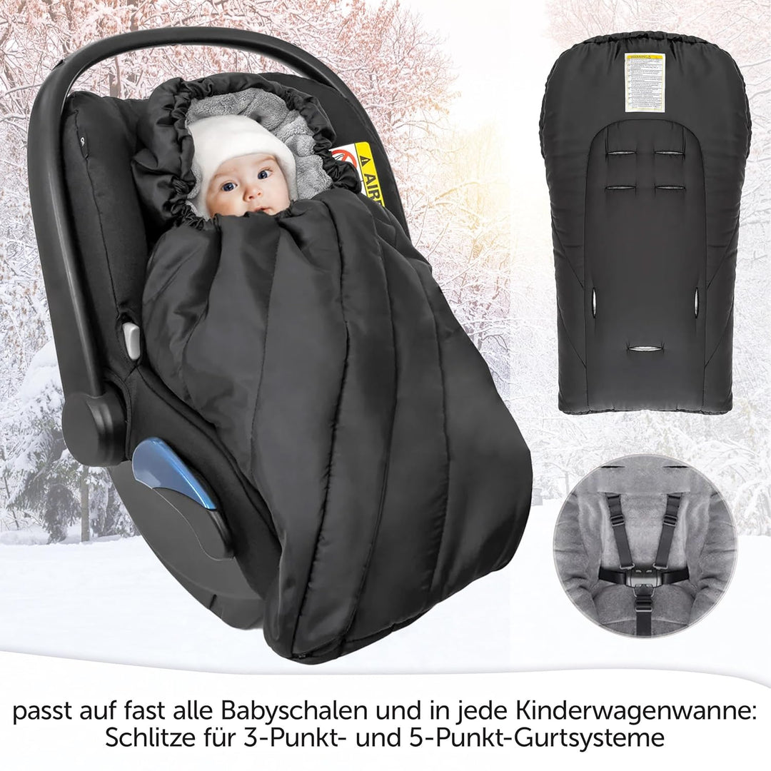 Zamboo Universal Fusssack für Babyschale - Baby Winterfusssack aus weichem Thermo Fleece mit Gurtsch