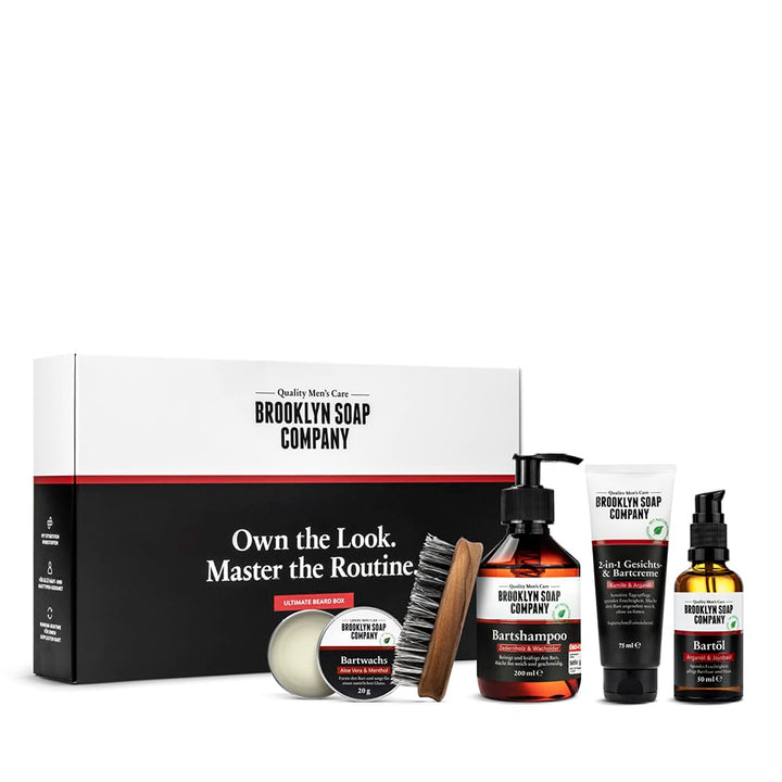 Ultimate Beard Box · Brooklyn Soap Company · Hochwertiges Bartpflege Set inkl. Bartöl, Bartshampoo,