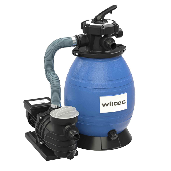Wiltec Sandfilteranlage 370 W mit 26l Filtertank und selbstansaugender Pumpe 13200 l/h, Sandfilterpu