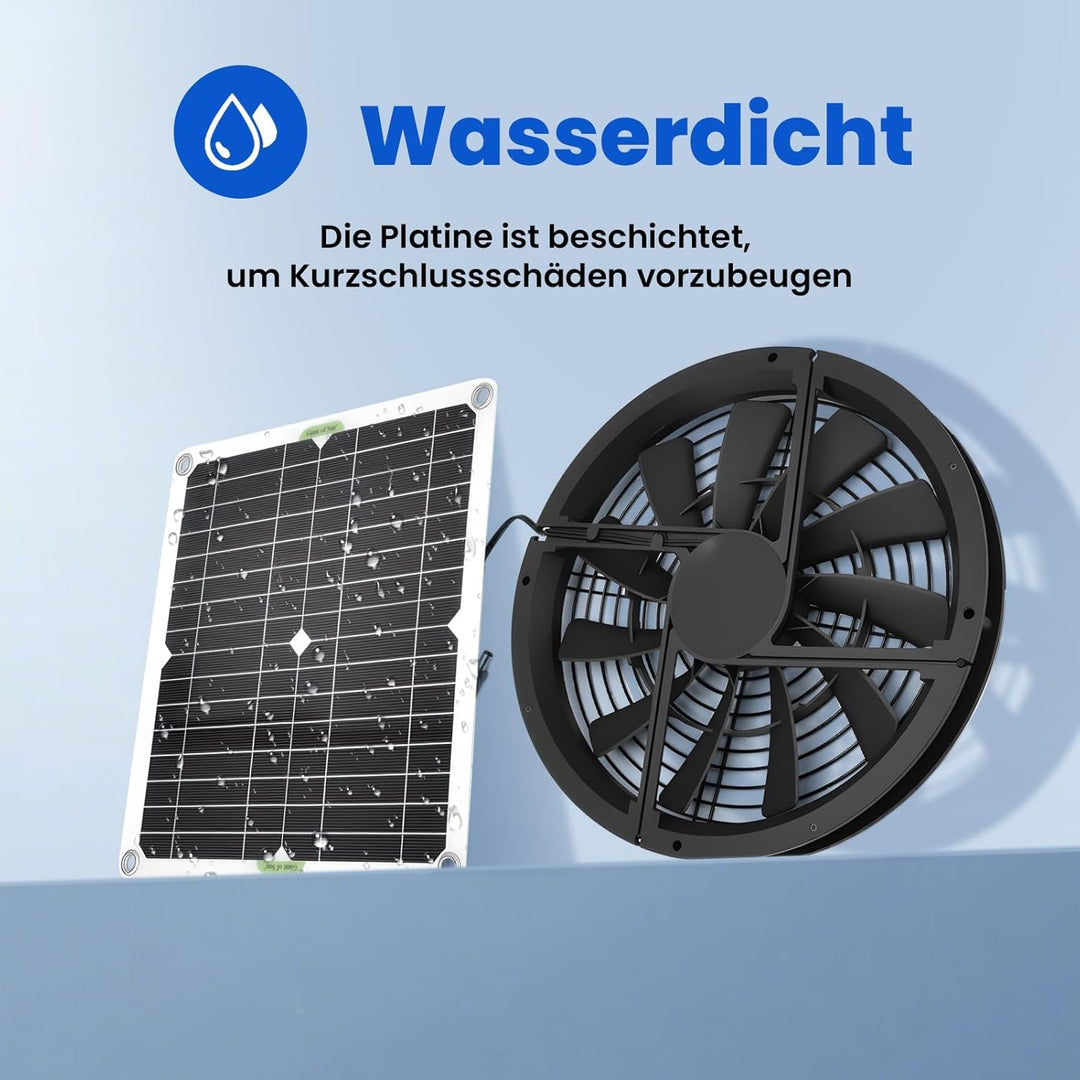 Ejoyous Solarpanel Lüfter Kit, 100 W Wasserdichter Solarlüfter Solarbetriebener Ventilator Runder So