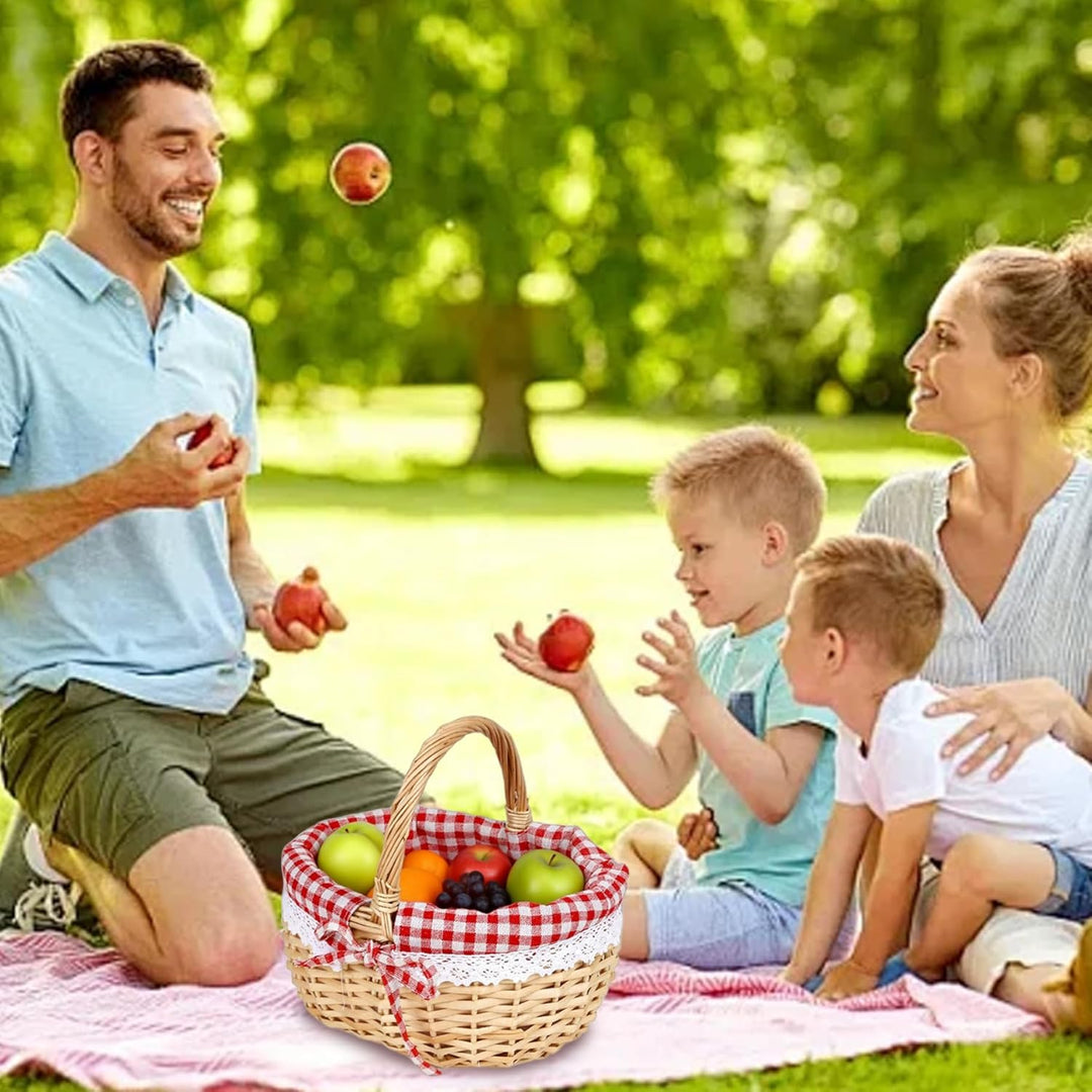 Weiden-Picknickkorb, Weidenkorb mit Griff, 10 x 8 x 5 handgefertigte gewebte Picknickkörbe, Starke B