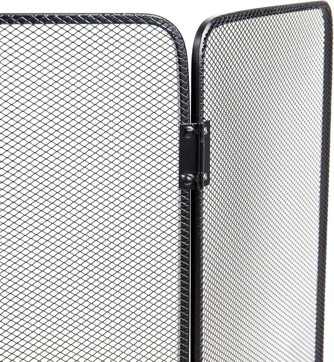 Mind Reader FIRESCREEN-BLK 3-Panel Fireplace Screen Door, Hinged, Portable, Indoor/Outdoor, 26.25" L