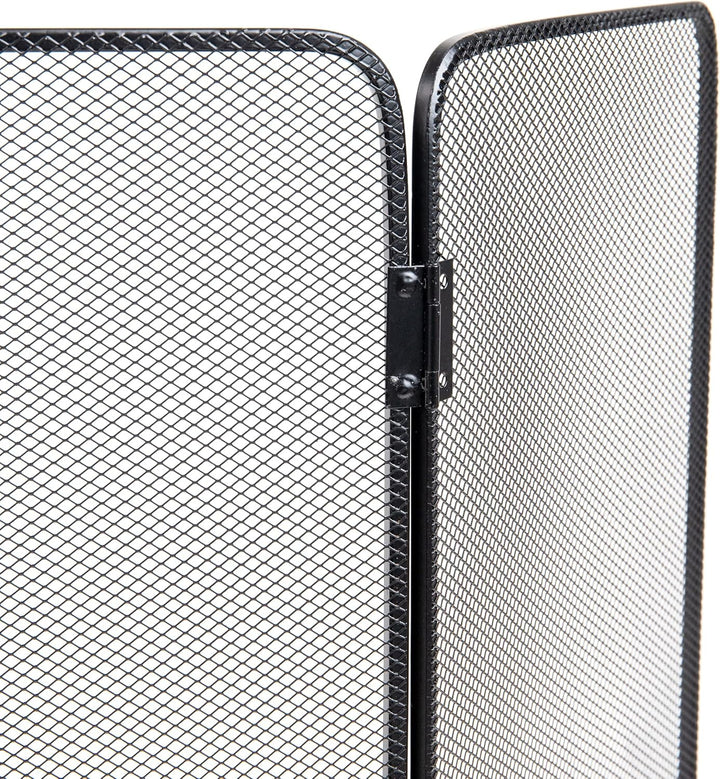 Mind Reader FIRESCREEN-BLK 3-Panel Fireplace Screen Door, Hinged, Portable, Indoor/Outdoor, 26.25" L