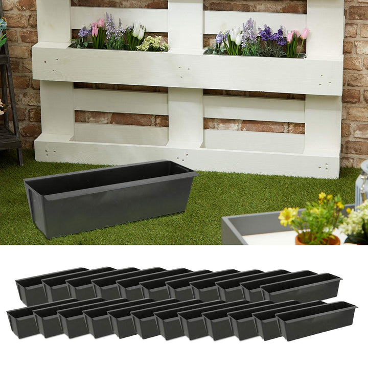 Cepewa Pflanzkasten passend für Europaletten 24er Set aus Kunststoff Pflanzkübel Breite 38 cm (1 x 2