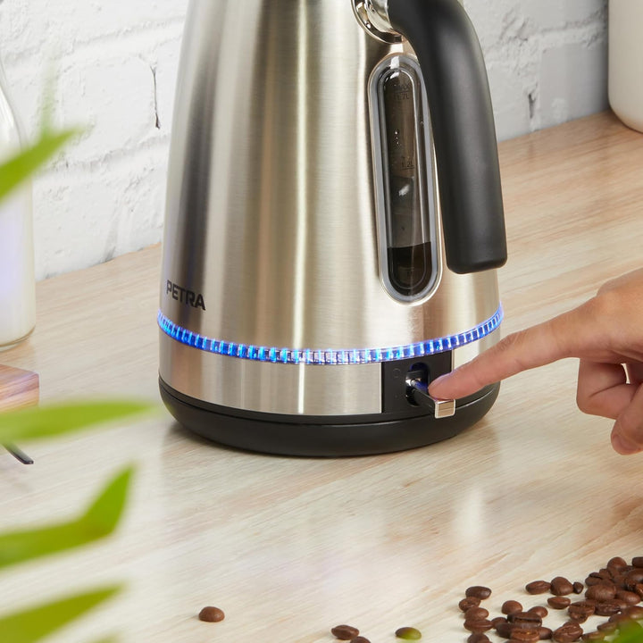Petra Wasserkocher, Elektrisch mit Temperatureinstellung 1,7L mit LED, BPA-frei, mit Kalkfänger & Wa