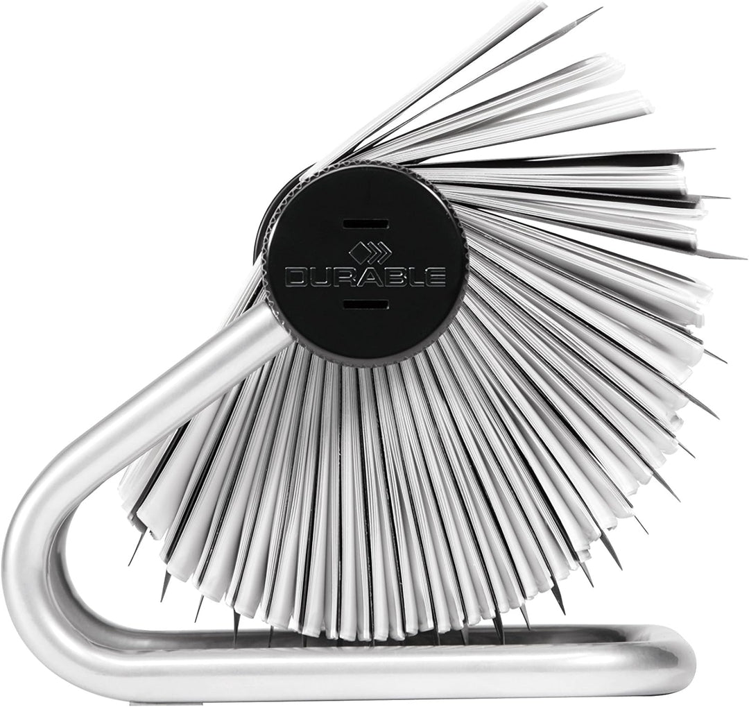 Durable Visifix Rollkartei, für 400 Visitenkarten, Register A-Z, metallic silber, 248123 Visitenkart