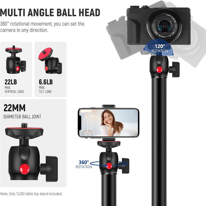 NEEWER verstellbares Kamera Tischstativ Lichtstativ mit 1/4" Kugelkopf,Klemmstativ mit 1/4" Adapter