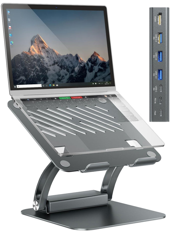 EXSYS EX-1224HM Laptopständer mit Abnehmbarer 7 in 1 USB-C Dockingstation