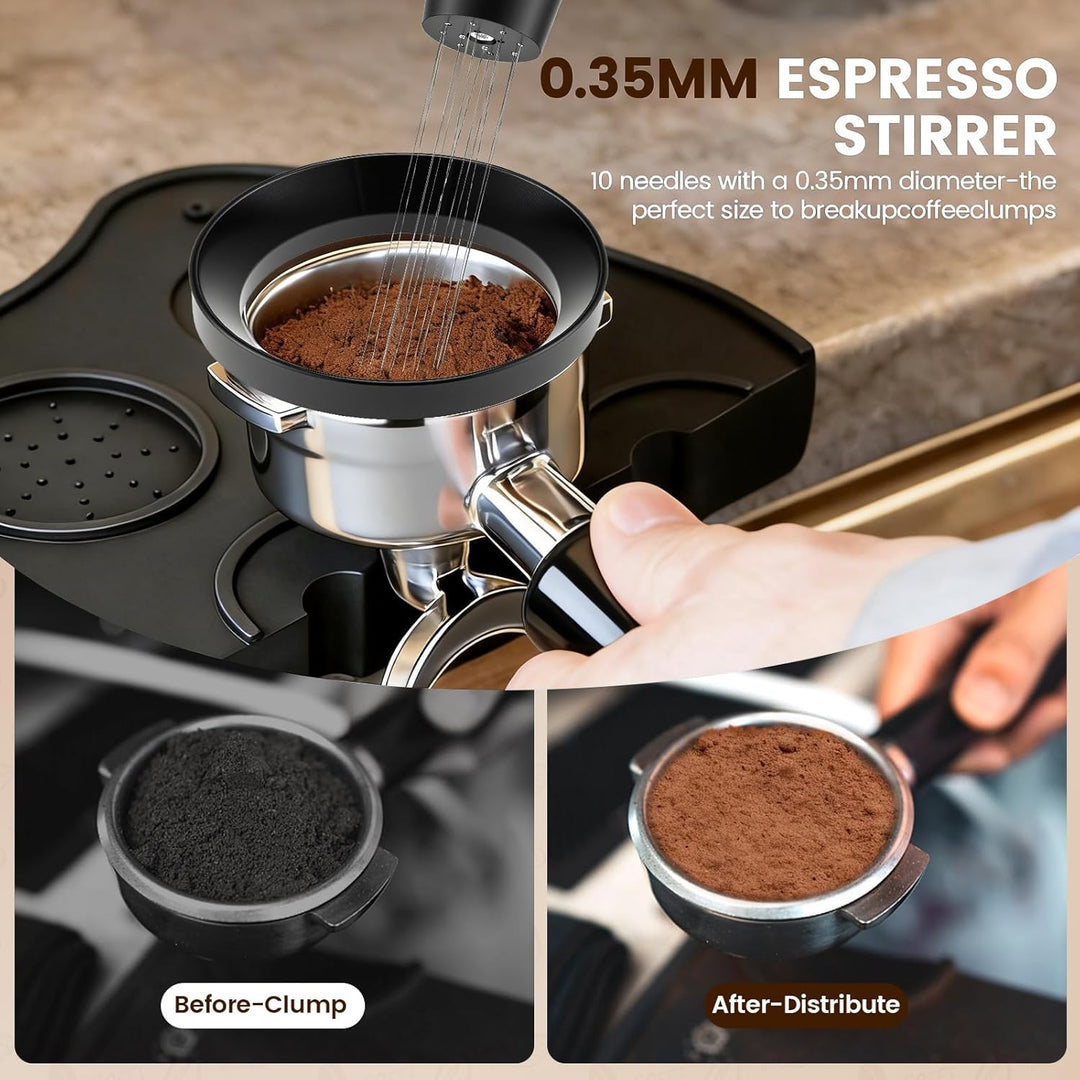 51 mm Barista Espresso Zubehör Set, 5-in-1 Siebträger-Set mit Kaffeeverteiler, Tamper & Leveler, WDT