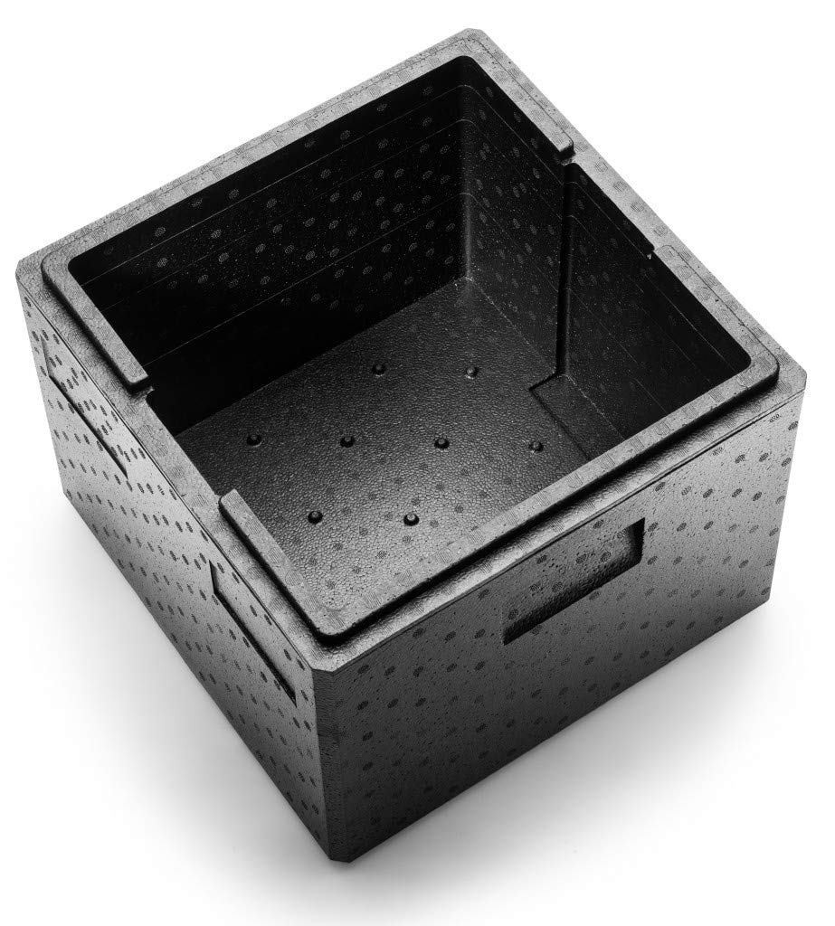 thermohauser EPP-Thermobox Pizza schwarz mit Deckel - 12,5 Liter - 41 x 41 x 16 cm - Pizzabox für Li