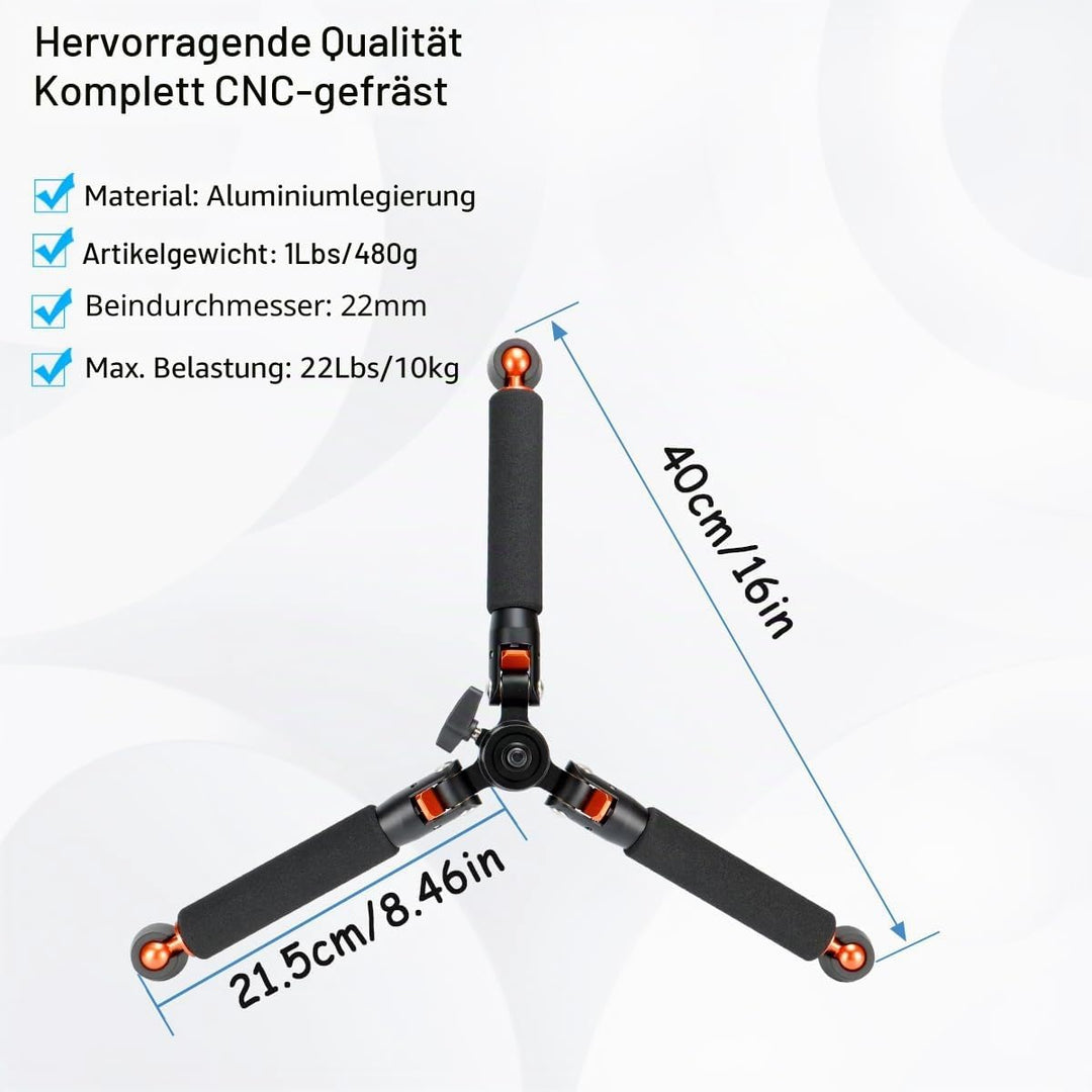 Koolehaoda Kamera-Einbeinstativ aus Aluminium mit Stativbasis aus Metall. 6 Abschnitte, 46–177 cm ve