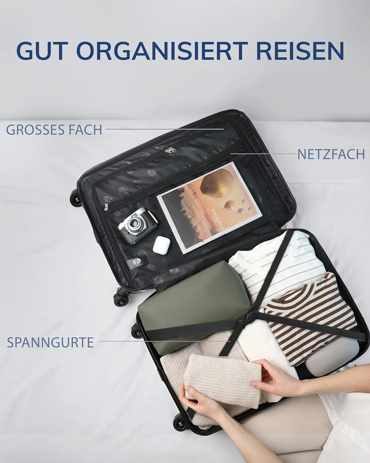 FERGÉ Kofferset 3 teilig Hartschale TSA-Zahlenschloss Cannes Reisekoffer Trolley-Set (Handgepäck, L,