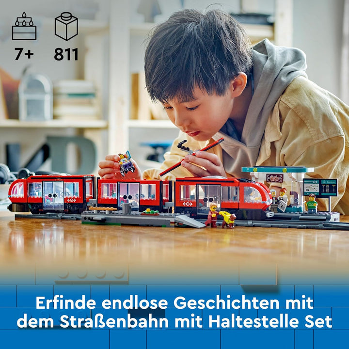 Lego City Strassenbahn mit Haltestelle (60423): Lego Strassenbahn mit Lego Schienen Erweiterung (602