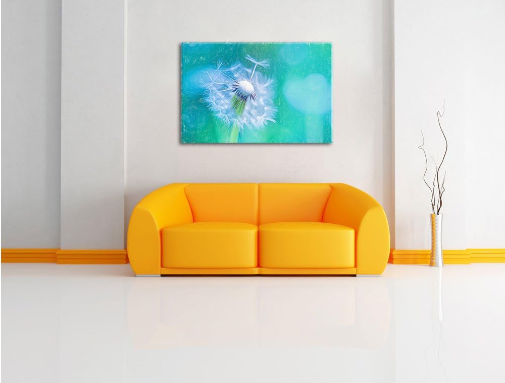 Pixxprint Schöner weisser Löwenzahn als Leinwandbild | Grösse: 100x70 cm | Wandbild | Kunstdruck | f