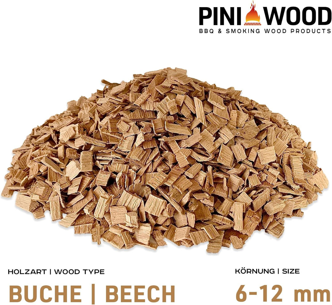 PINI 5 Kg Räucherchips Buche 6-12 mm Smoking Chips Räucherspäne 18 Liter