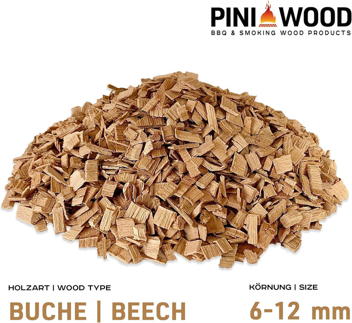 PINI 5 Kg Räucherchips Buche 6-12 mm Smoking Chips Räucherspäne 18 Liter
