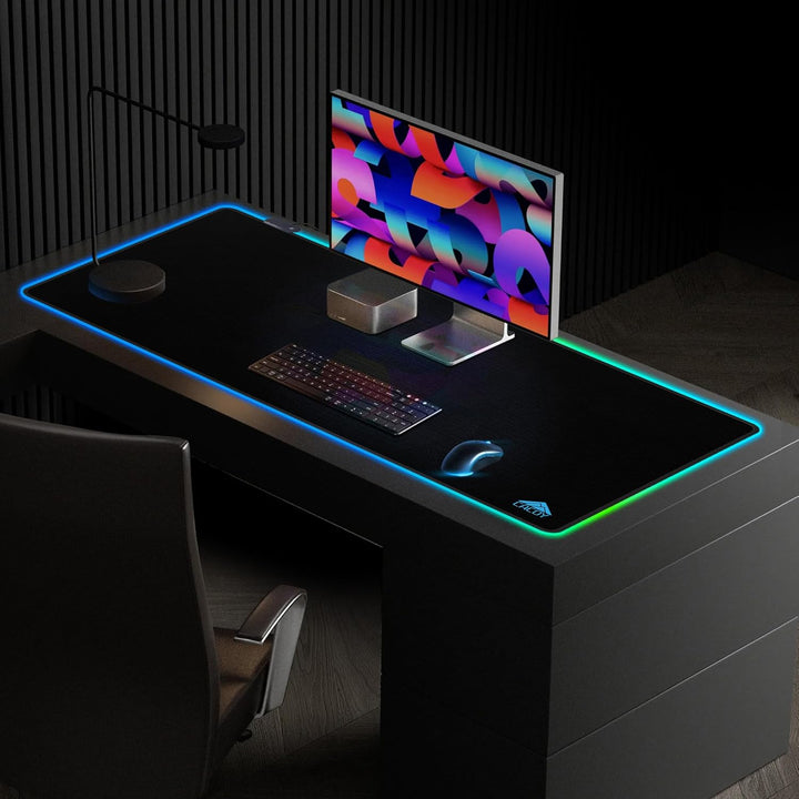 Cacoy 1200x500 mm Übergrösse RGB Gaming Mauspad, Gross Computer Mousepad mit 9 Beleuchtungs Modi, Ve
