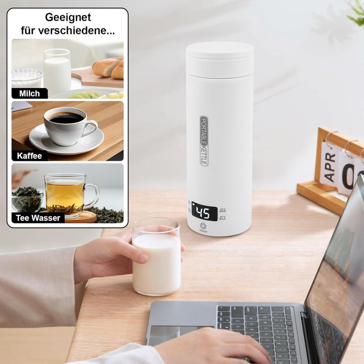 Elektrischer Reisewasserkocher Klein 500ml, Mini Wasserkocher Tragbar 316 Edelstahl Doppelschicht, T