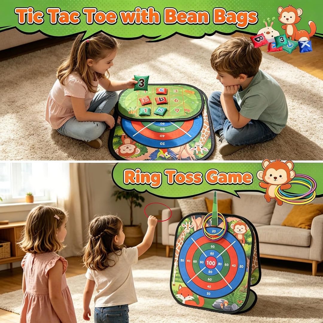 Cornhole Wurfspiel Kinder Outdoor - 5 in 1 Dartscheibe, Ringwurfspiel, Familienparty Strand Spiel Ga