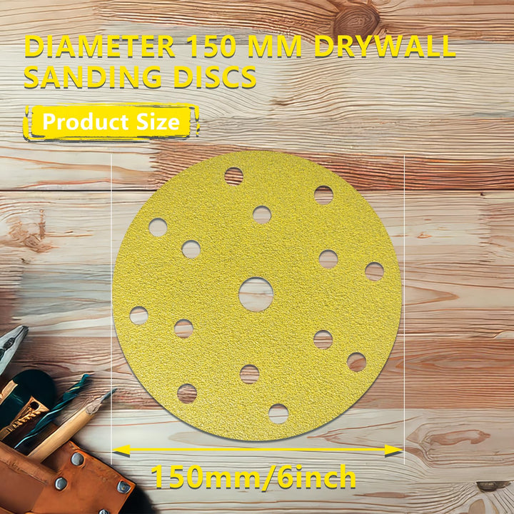 GZKTY 50 Stück Schleifpapier 150mm Rund Klett - Profi Körnung 180 Schleifscheiben -15 Loch für Exzen