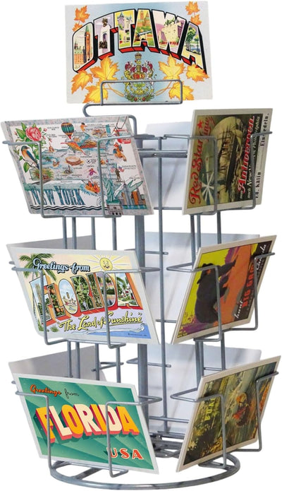 Theken-Kartenständer Postkartenständer für Postkarten 12 Motive drehbar 12 Fächer 105x150mm, 12 Fäch