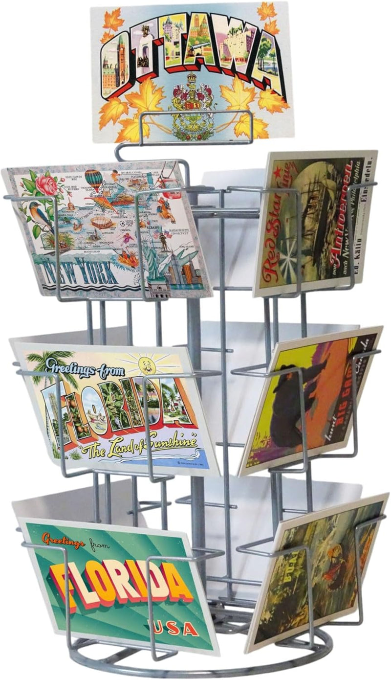 Theken-Kartenständer Postkartenständer für Postkarten 12 Motive drehbar 12 Fächer 105x150mm, 12 Fäch