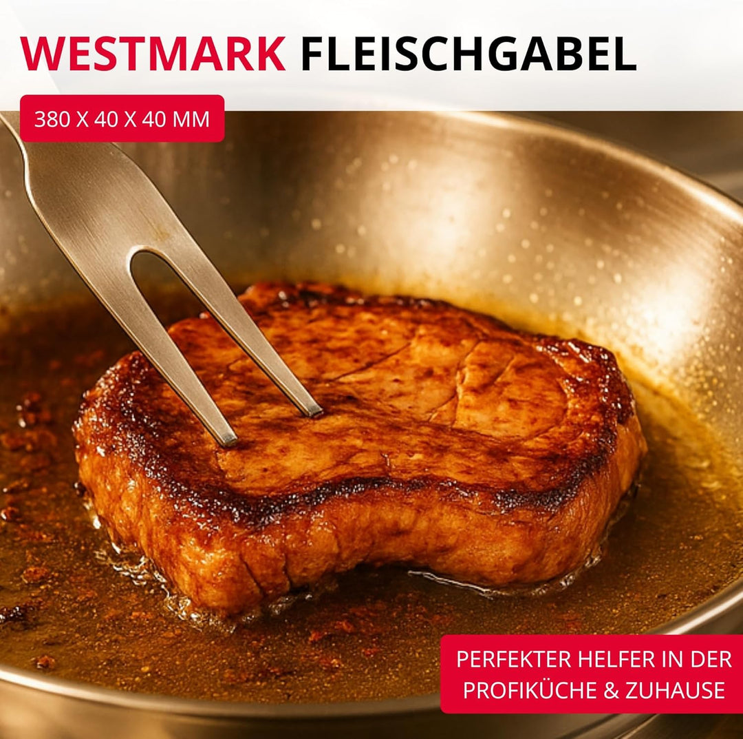 Westmark Fleischgabel Pro – Edelstahl Tranchiergabel mit langen Zinken & Aufhängehaken – Perfekt für