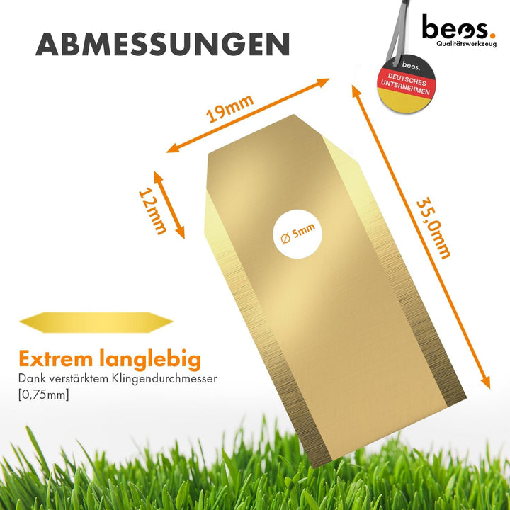 BEOS 30 x Premium Titan Ersatzmesser + Schrauben - Ersatzklingen für Premiummarken Husqvarna, Garden