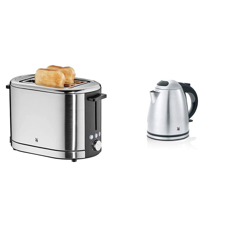 WMF Lono Toaster Edelstahl, Doppelschlitz Toaster mit Brötchenaufsatz, 2 Scheiben & Stelio Wasserkoc