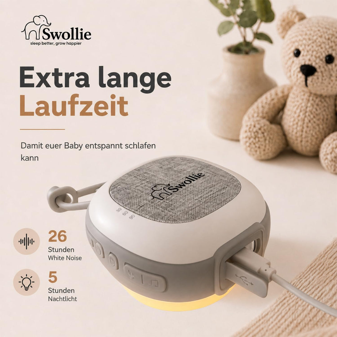 Tragbares White Noise Gerät &amp; RGB Nachtlicht mit Soundsensor, 32 beruhigende Geräusche, extra grosse