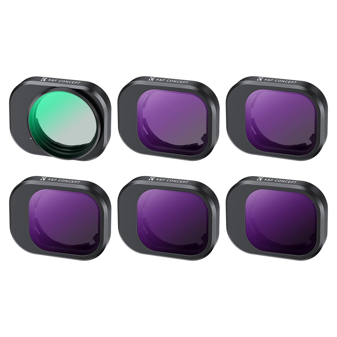 K&F Concept Mini 4 Pro ND Filterset,Polfilter,6 Stück CPL, ND8, ND16, ND32, ND64, ND128 Filter Kompa