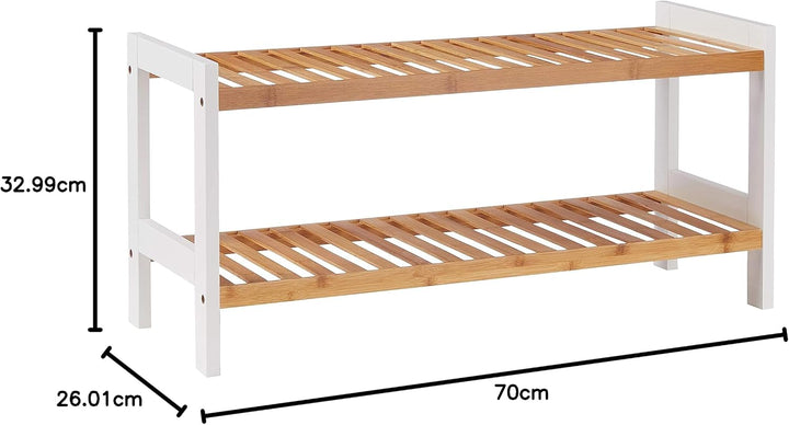 HAKU Möbel Schuhregal Natur, weiss, Bambus, MDF - Masse: B 70 cm x H 34 cm x T 26 cm, Style: Scandin