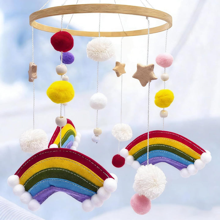 Filz Bettglocke,Regenbogenförmige Bettglocke,Mobile Holz,FilzBettglocke,Mobile Wickeltisch,Niedliche