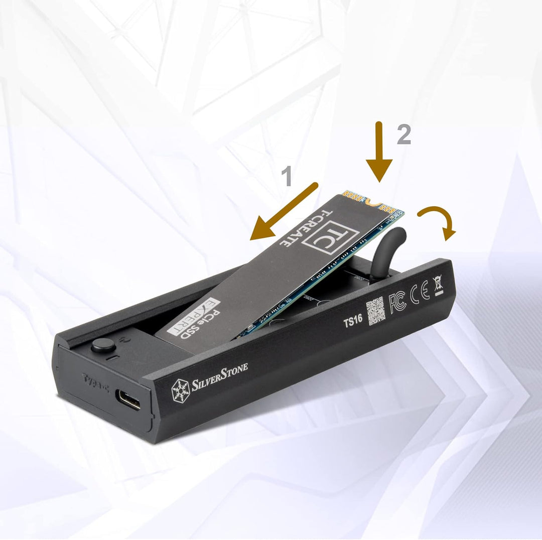 SilverStone Technology TS16, Externe 10-Gb s-SuperSpeed-USB-C-3.2-Gen-2-zu-NVMe SATA-M.2-SSD-Docking