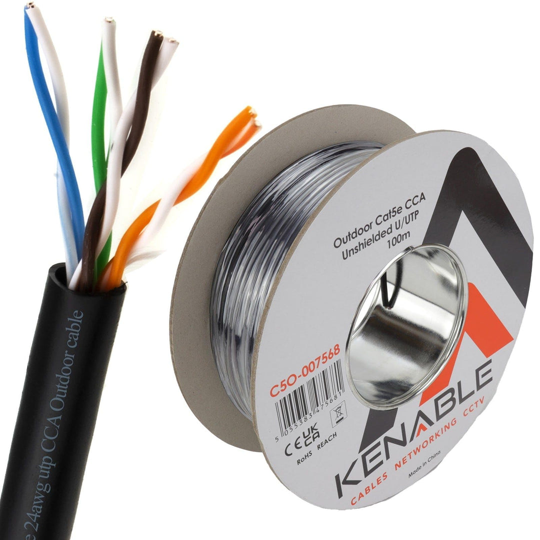 Aussen Cat5E-CCA Aussen Verwendung Ethernet Netzwerk Kabel Kabelrolle UTP 100 m [100 Meter/100m] 100
