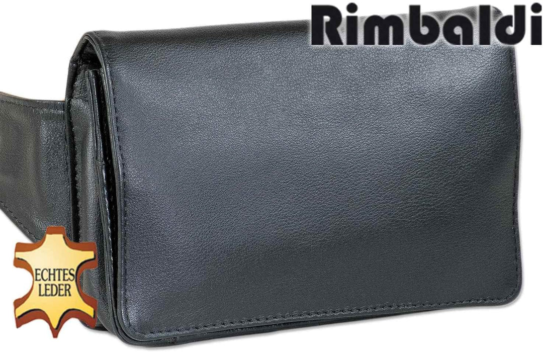 Kompakte Bauchtasche von Rimbaldi Slim-Modell Weiches Rind-Nappaleder Schwarz