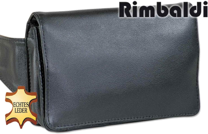 Kompakte Bauchtasche von Rimbaldi Slim-Modell Weiches Rind-Nappaleder Schwarz