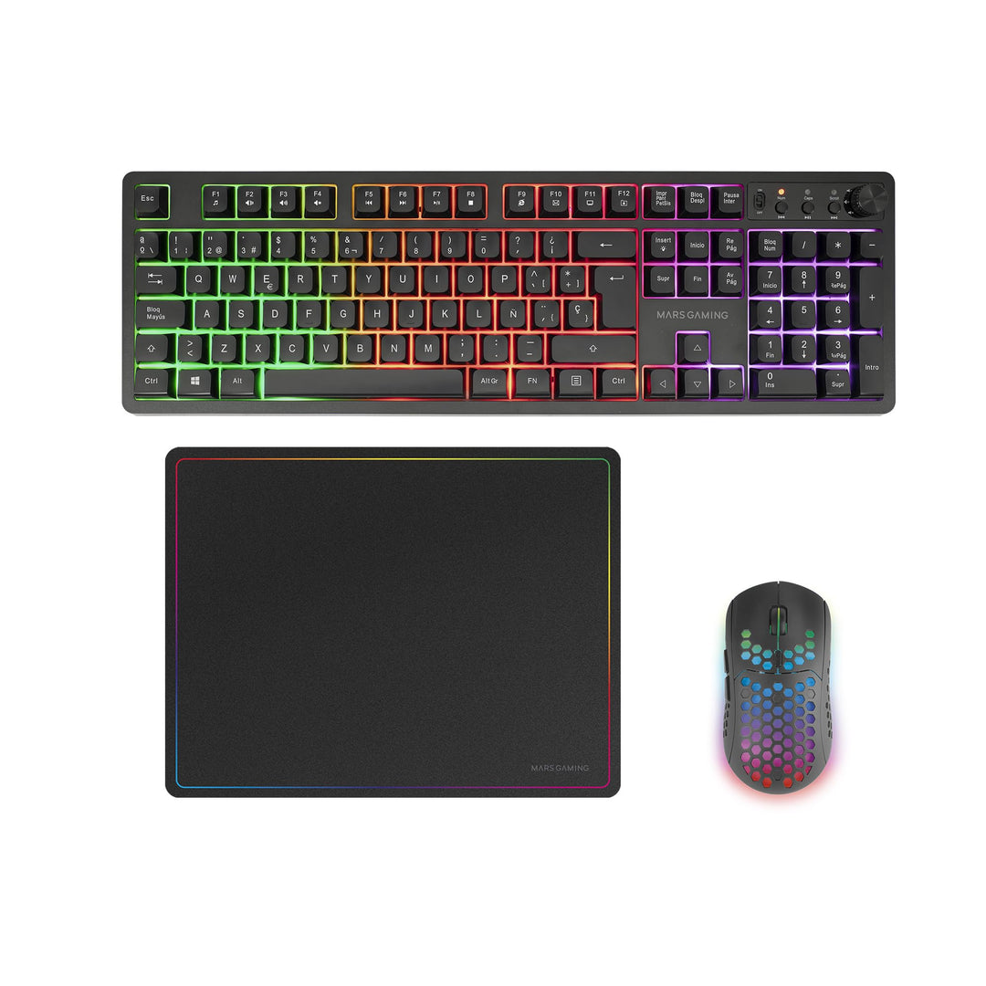 Mars Gaming MCPWX, Spanisch, Kabelloses Gaming-Combo, DualPro Link 2.4GPRO-Technologie, Vollformat-F
