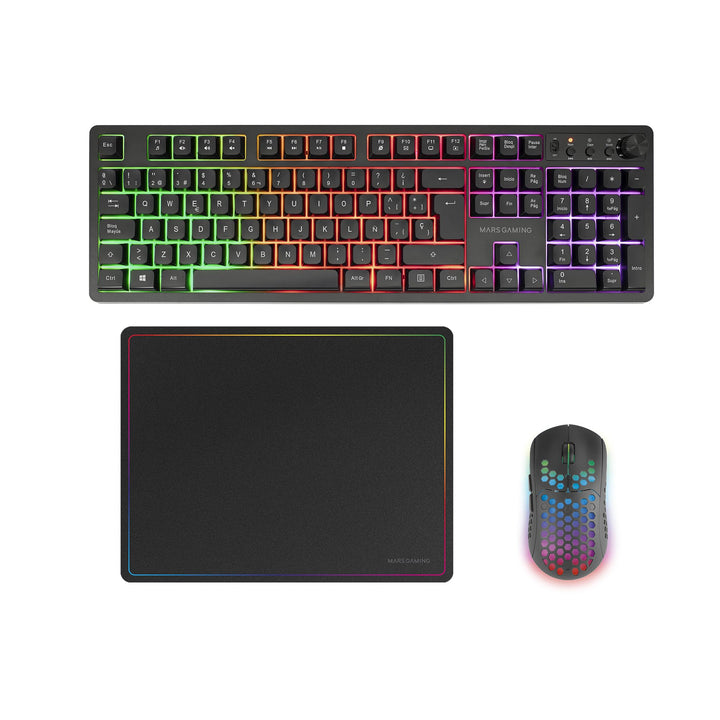 Mars Gaming MCPWX, Spanisch, Kabelloses Gaming-Combo, DualPro Link 2.4GPRO-Technologie, Vollformat-F