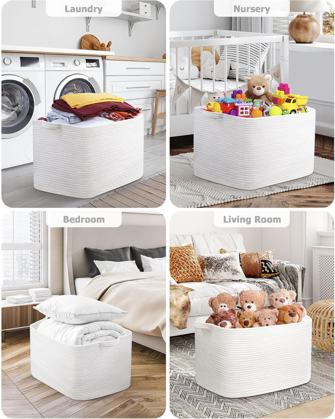 JOJOSEE Faltbarer Wäschekorb, Korb Aufbewahrung, 63L Grosse Aufbewahrungskorb, Laundry Baskets aus B