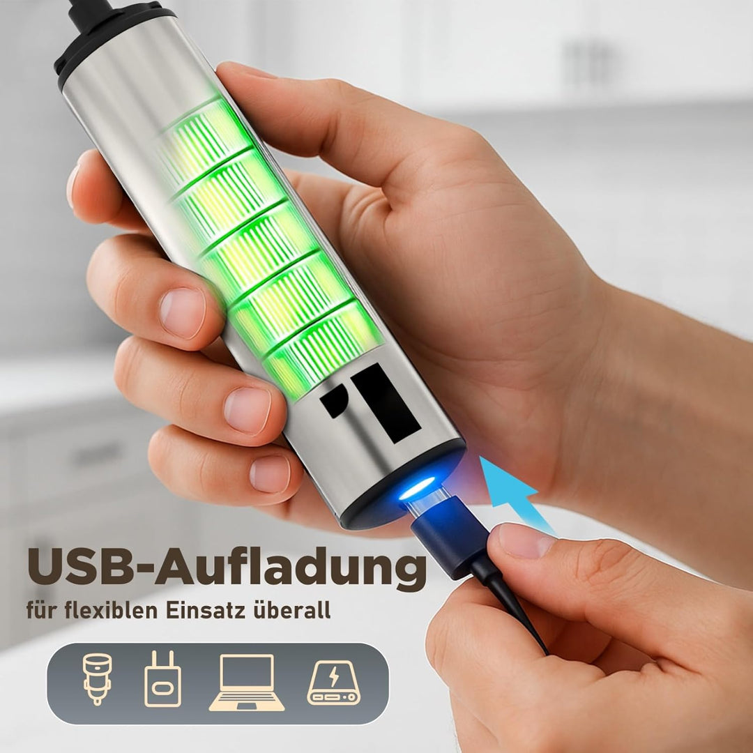 LUNARIA Elektrischer Milchaufschäumer Stab – Akku & USB – Handheld Milchschäumer Quirl Rührstab für
