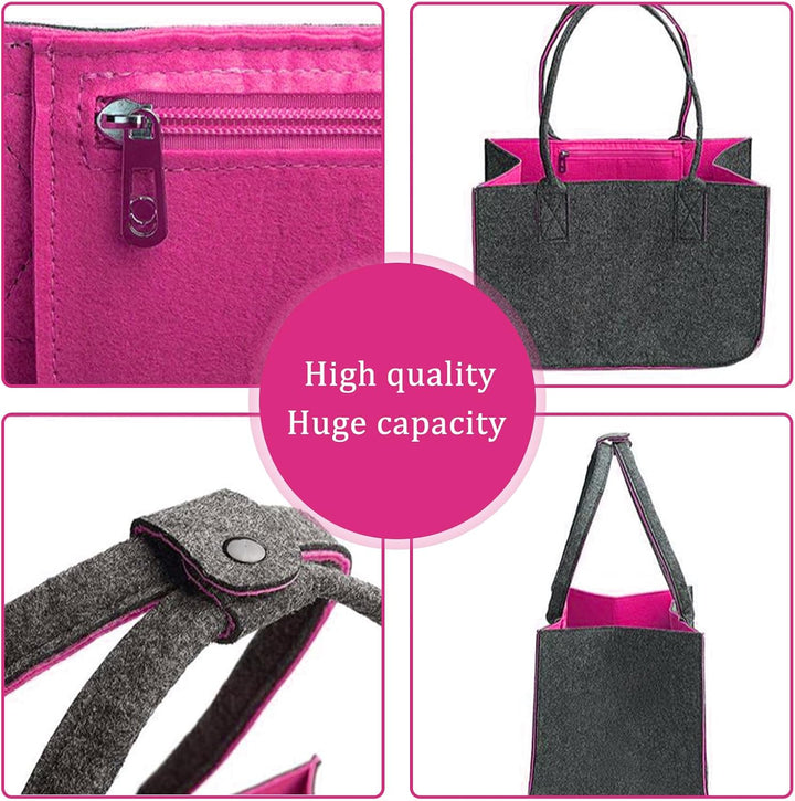 Filztasche 2 Stück Filztasche Shopper Gross 40 x 27 x 27 cm Einkaufstasche Filz mit Henkel für Einka
