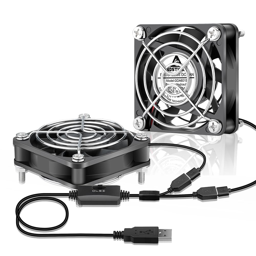GDSTIME 2 Stück 60mm USB Lüfter 60 x 15mm USB PC Lüfter 5V 60x60 Computer Ventilator 3 Einstellbare