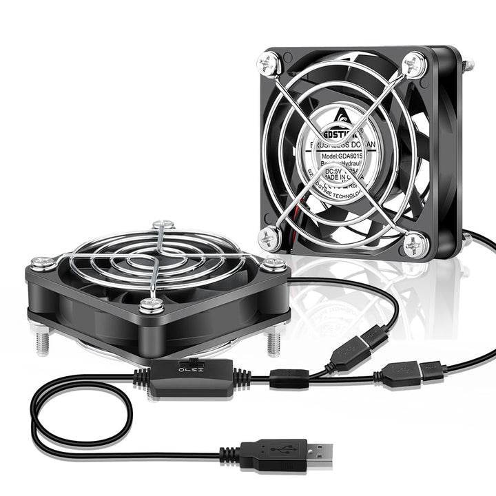 GDSTIME 2 Stück 60mm USB Lüfter 60 x 15mm USB PC Lüfter 5V 60x60 Computer Ventilator 3 Einstellbare