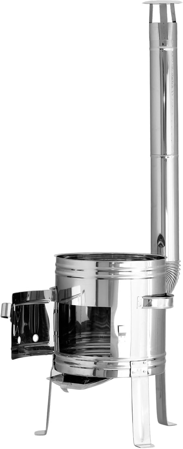 4BIG.fun Feuerofen Ø36 cm Uchak mit Abzugs-Rohr Utschak Edelstahl Учаг Feuerstelle Feldküche Aussenk