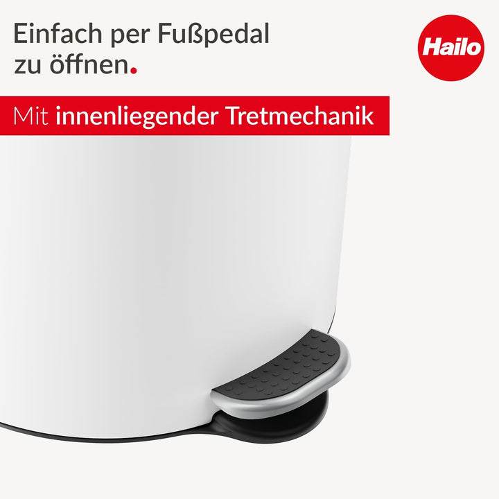 Hailo Selekta runder Tretmülleimer mit Soft Close Deckel - 30L Fassungsvermögen - herausnehmbarer In