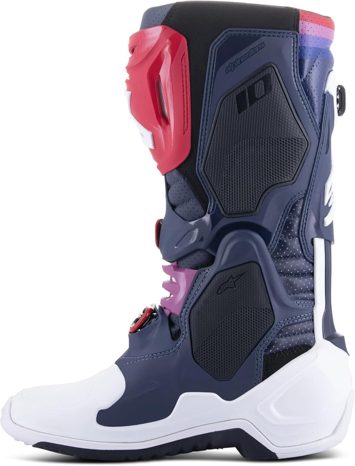 Alpinestars Motocross-Stiefel Tech 10 Supervented Blau Gr. 47 46 EU Night Navy White Rainbow, 46 EU