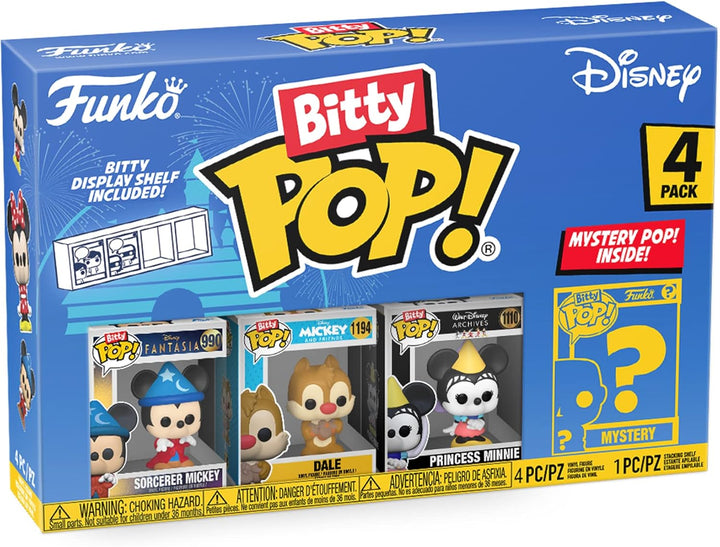 Funko Bitty Pop! Disney - Sorcerer Mickey, Dale, Princess Minnie und eine Überraschungs-Mini-Figur -
