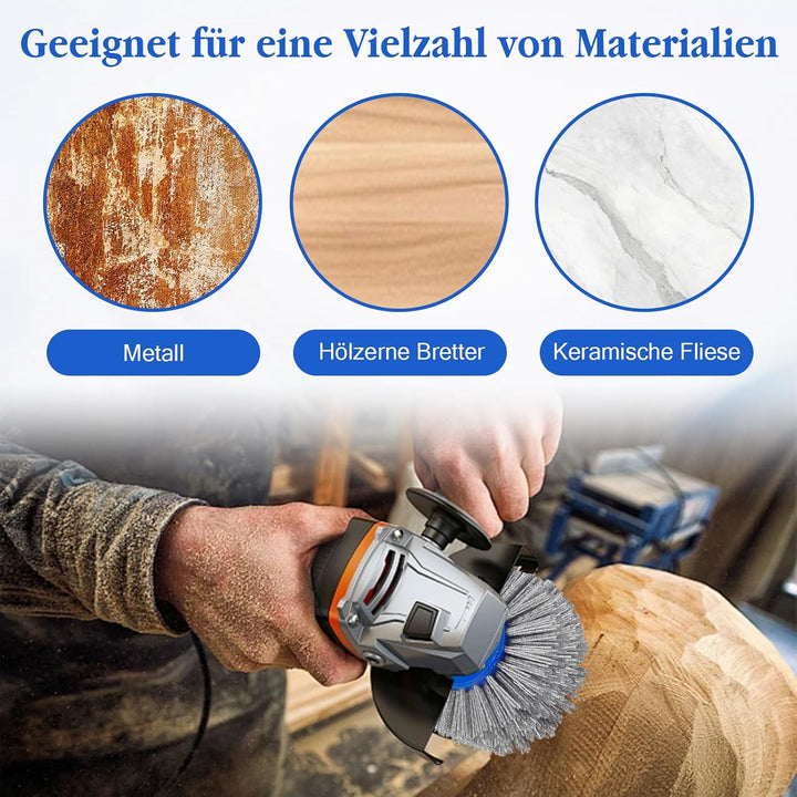 Schleifbürste, Nylonbürste 46/60/80/120 Körnung, 150mm M14 Polierbürste für Satiniermaschine Winkels