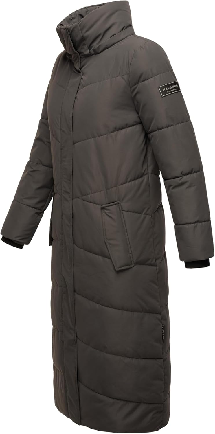 Navahoo Damen Wintermantel Steppmantel extralang mit Abnehmbarer Kapuze Hingucker XIV XS-XXL XS Anth